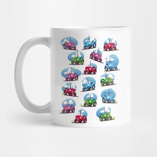 Tractor cartoon pattern. Mug